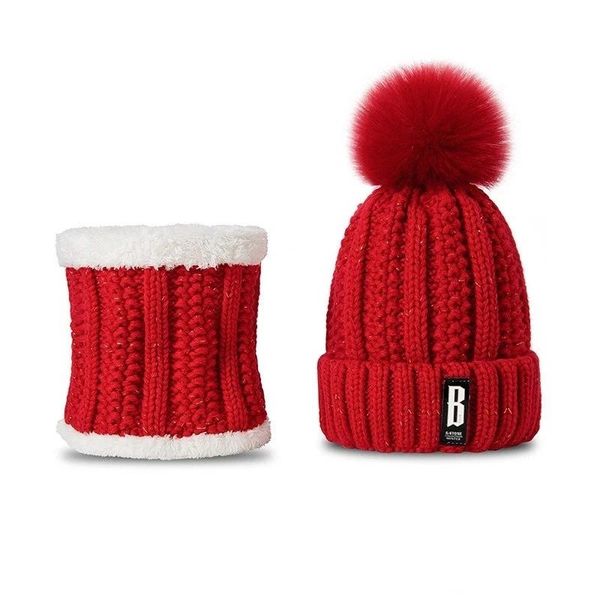 

autumn winter ear protection wool women knitting thick warm hat with monochrome and velvet set head cap neck suit, Blue;gray