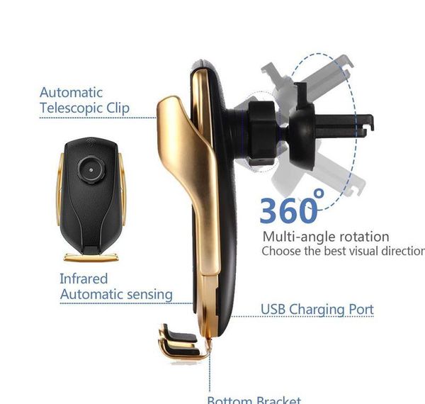 

matic clamping infrared induction qi car wireless charger stand fast charging for iphone 11 pro max qylwxh infant2005