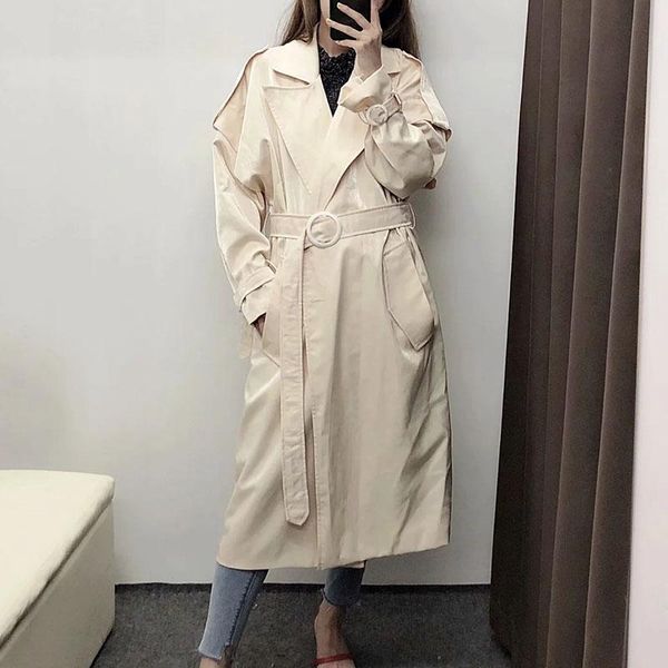 

women trench coat lady long trench coat autumn elegant women beige long trend outfit, Tan;black