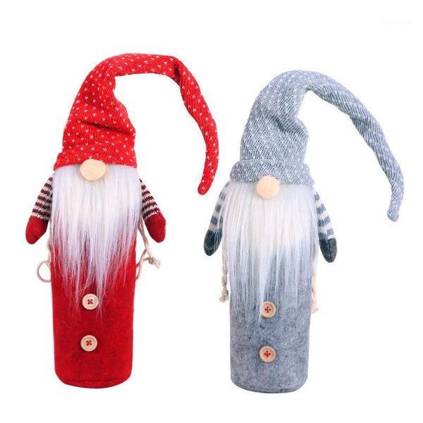 

christmas decorations wine bottle cover year gift packing home table decoration xmas dress for water santa claus woven bag covers1