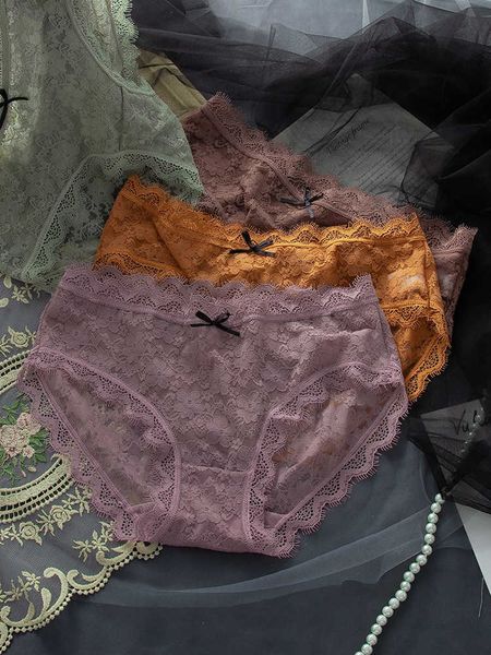

large size lace underwear style full lace breathable jacquard feminine low waist cotton underwear, Black;pink