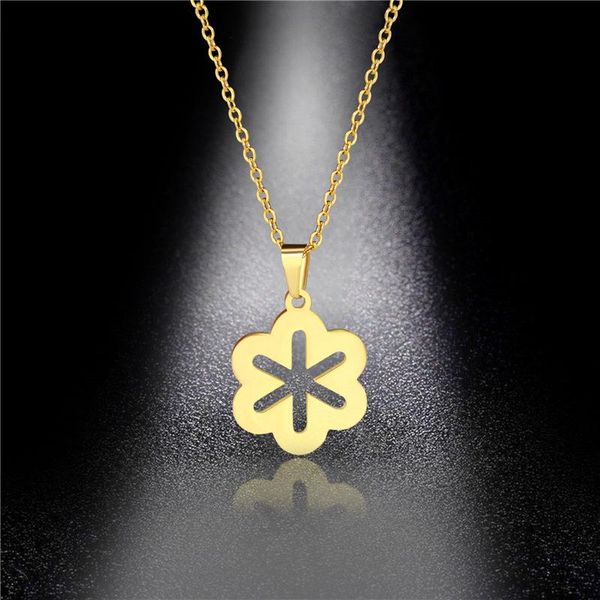 

simple stainless steel snowflake necklace full throw titanium steel gold pendant jewelry accessories necklace, Silver