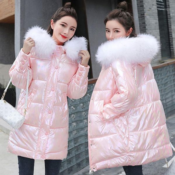 

women glossy pink oversize parkas fashion long coat 2020 winter jackets women waterproof female coat warm elegant down jacket1, Black