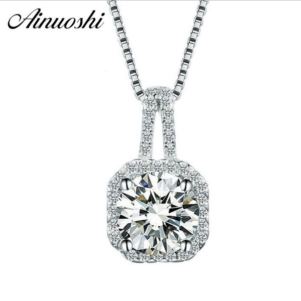 

ainoushi 925 sterling silver cute round cut halo pendant anniversary birthday wedding engagement pendant necklace chain jewelry y200106