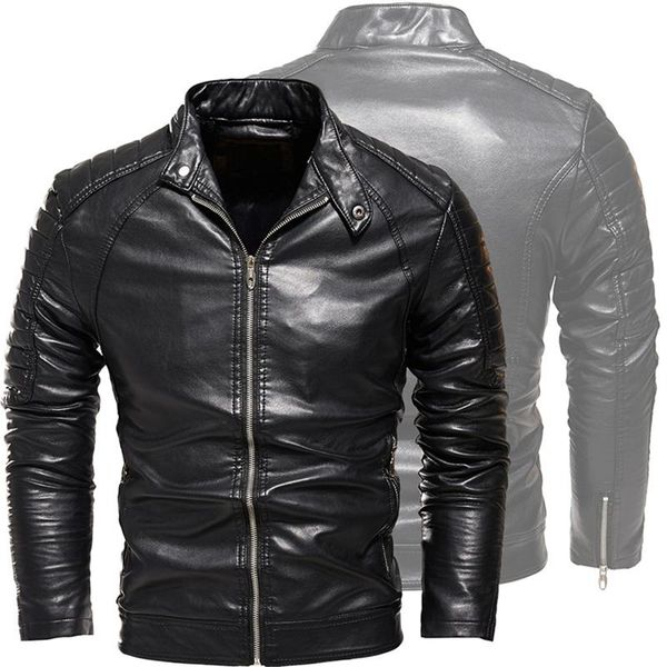 

men's fur & faux men leather suede jacket autumn casual motorcycle jackets man outerwear zipper clothing, Black
