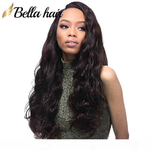 

bella hair pre-plucked body wave lace front wig 150% 130% density virgin human hair lace wig with baby hair on sale, Black