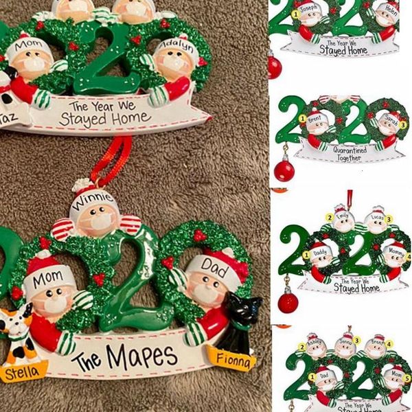 

2020 quarantine christmas party decor gift product personalized hanging ornaments wood diy name christmas hanging ornament ljjk2483