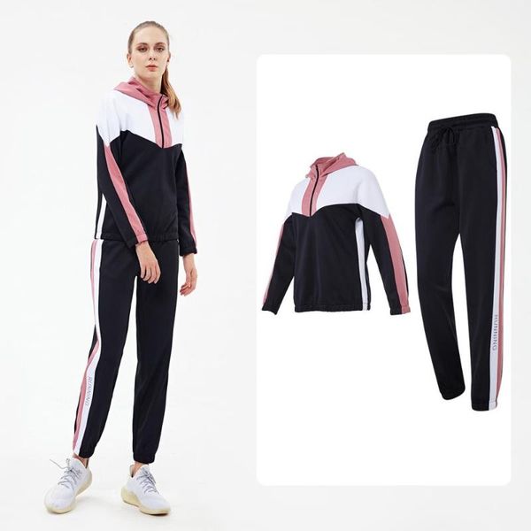 

running sets 2 pieces set women warm sports suit female jogging sportswear breathable yoga gym fitness tracksuit clothes, Black;blue