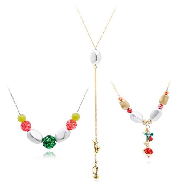 

2020 fashion christmas series snowman socks bell pendant necklace handmade beaded necklace sale, Silver