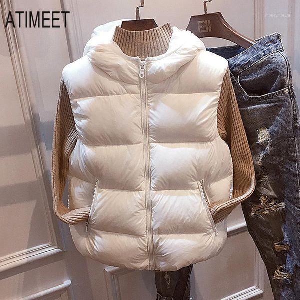 

women's down & parkas 2021 women short vest white duck vests winter warm female outwear1, Black
