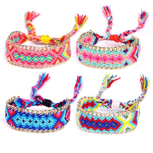 

4 colors boho handmade national bracelet rope chain bracelet for women 2020 fashion colorful pattern sweet harajuku jewelry, Black