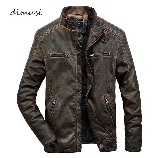 

dimusi winter mens casual warm motorcycle jackets men slim fit biker padded leather coats clothing 3xl c1018, Black;brown