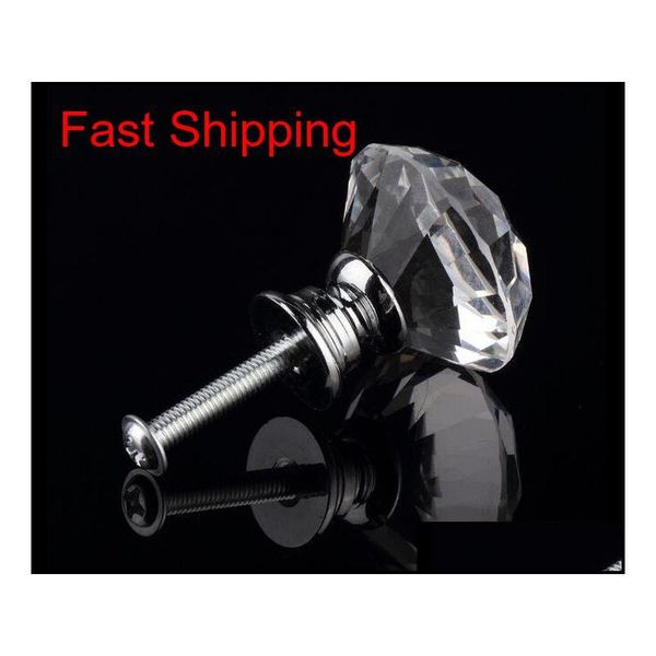 

30mm glass cabinet knob drawer shiny polished chrome pull handle kitchen door wardrobe hardware used for qylcbq homes2011