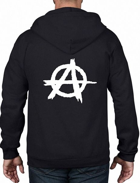 

tribal t-shirts men's anarchy symbol full zip hoodie r9ho#, Black