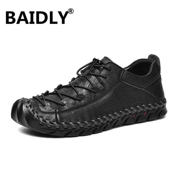 

genuine leather men casual shoes handmade mens loafers moccasins breathable black driving shoes plus size