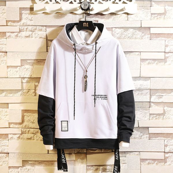 

2021 new autumn spring fashion black-white male hip hop long sleeve sweater hoodies sweatshirt clothing tone xa18