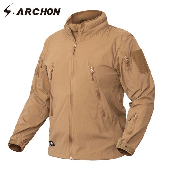 

s.archon clothing new autumn jacket coat men military clothing tactical us army breathable nylon light outwear windbreaker 201118, Black;brown