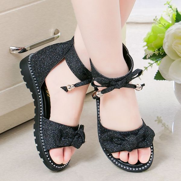 

summer kids sandals fashion hollowing out girls sandals non-slip twinkle children shoes roman shoes y200103, Black;red
