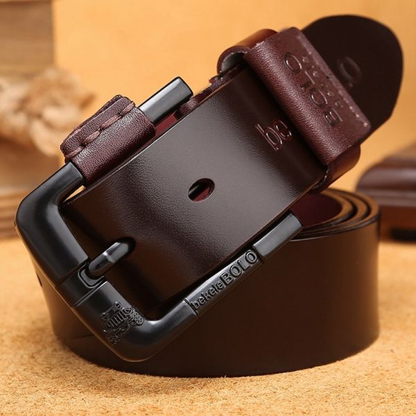 

new genuine leather pin buckle strap for male jean men belt luxury strap male belts for men designer men's belt y200520, Black;brown