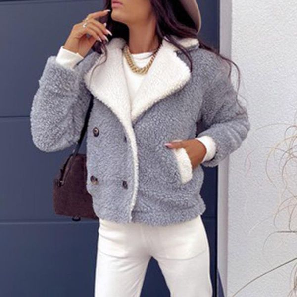 

women faux fur coat autumn winter warm soft zipper fur jacket casual plush overcoat pocket plus size teddy coat female 2020 #t2g, Black;brown