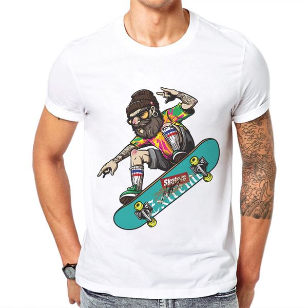 

skateboarder hipster design for white half sleeve men's hip hop funny cartoon printing sport hooded sweatshirt hoodie men t shirt