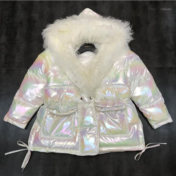 

new autumn and winter coat women's down cotton jacket female large sheep fur collar midi long parka korean fashion padded coats1, Black