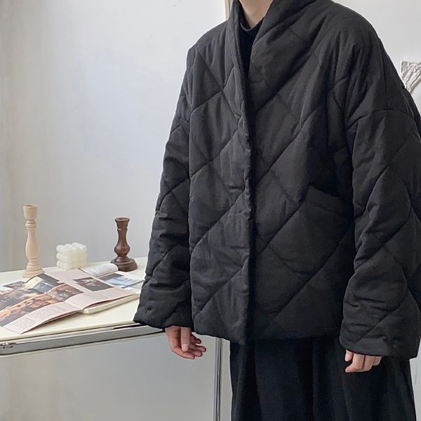 

2020 streetwear japanese wear black quilted cotton thick outerwear men vintage winter jacket q9nm