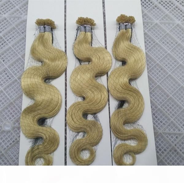 

1g сек 100g бразильский волос remy # 613 платина blond straight кератина ногтей u tip fusion полный человеческих волос, Black