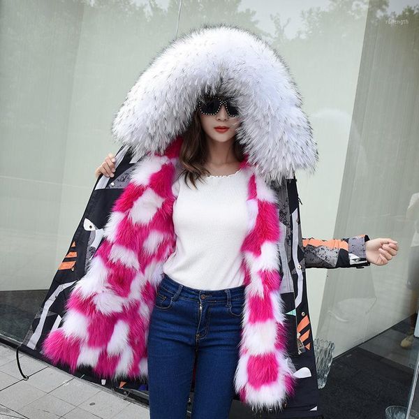 

2020 women's fur liner fur detachable parka women's winter coat1, Black