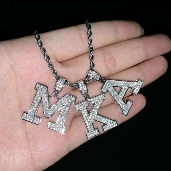 

pendant necklaces zircon a-z name initial letter & gold silver color jewelry for women gril with stainless steel twist chain