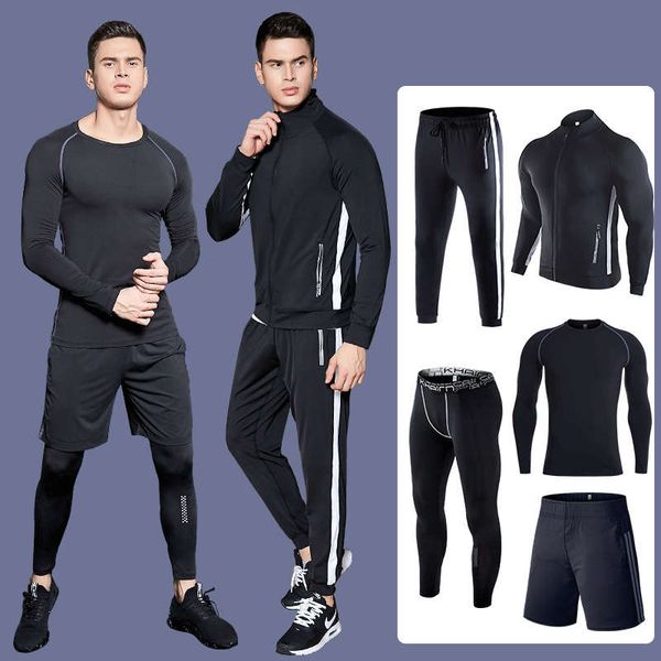 

new sports men's autumn and winter high elastic speed dry long sleeve t-shirt sweat basketball running fitness suit, Gray