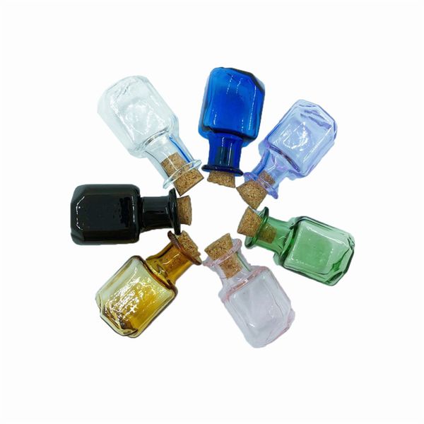 DIY Mini Glass Bottles With Corks Little Rectangle Jars Cute Pendants Vials Gifts Mixed 7 Colors