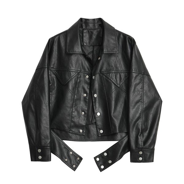 

2021 new falso das mulheres solto ajuste feminino jaqueta couro do plutnio preto curto de aqtv, Black