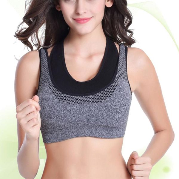 

wire quick dry shockproof fake two-piece sports fitness underwear running sleep vest crop seamless bras( s/=s grey, White;black