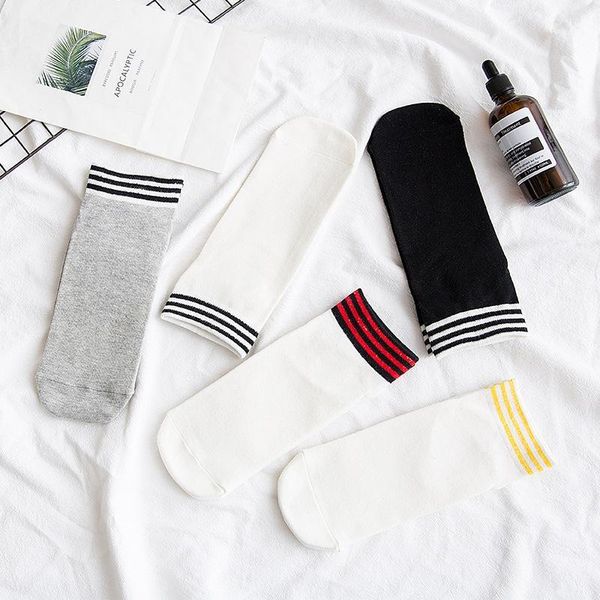 

japanese college style socks women socks female striped thin cotton1, Black;white