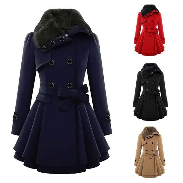 

women's down & parkas 2021 ladies casual windbreaker warm outwear jackets women button closure asymmetrical hem cloak coat jacket full, Black