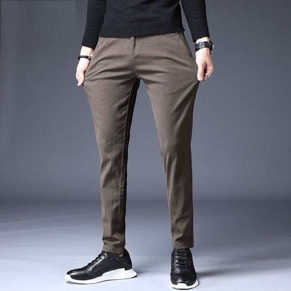 

2020 skinny thin men's straight line casual strain manly classic brown pants for men new fall a83q, Black