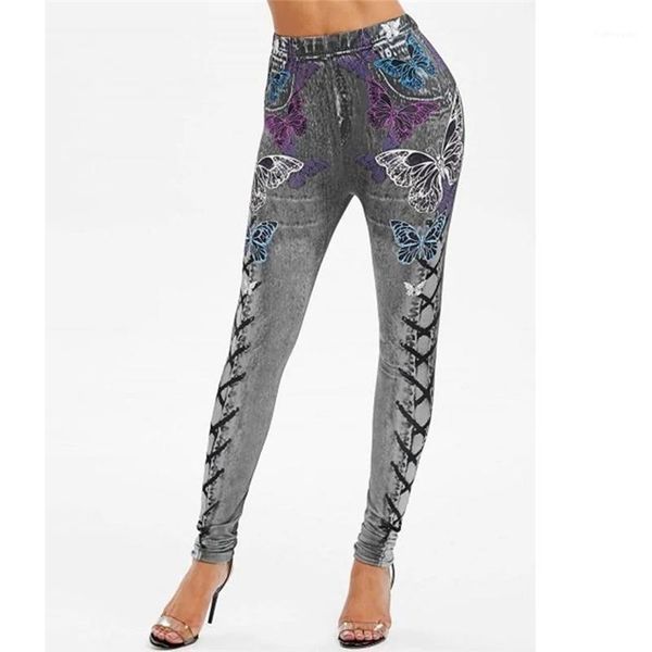 

women fashion legging butterfly prined casual leggings female slim high waist autumn stretch leggings for woman1, Black