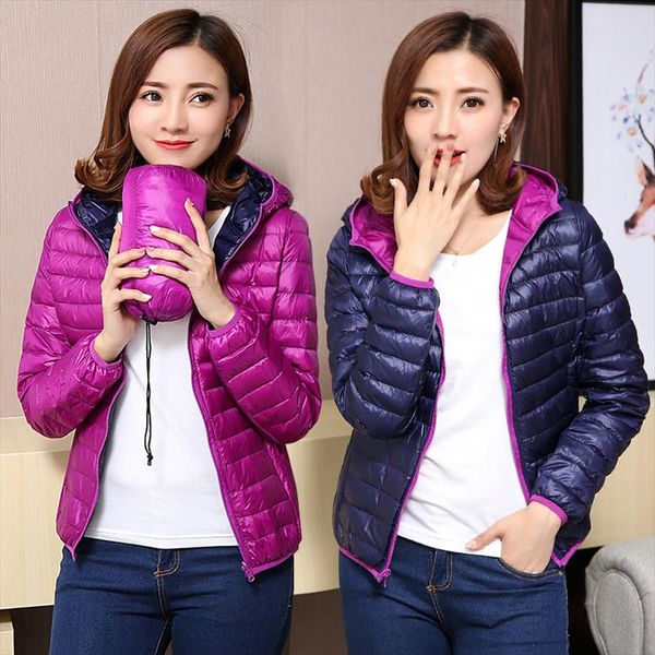 

womens jackets ultra light down jacket women 2020 new autumn winter coat jackets for women two side female jacket pink, Black