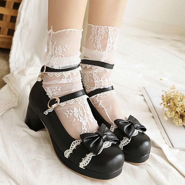 

dress shoes coolulu women's lolita block heel mary jane pumps sweet japanese all match ladies cosplay size 34-43, Black