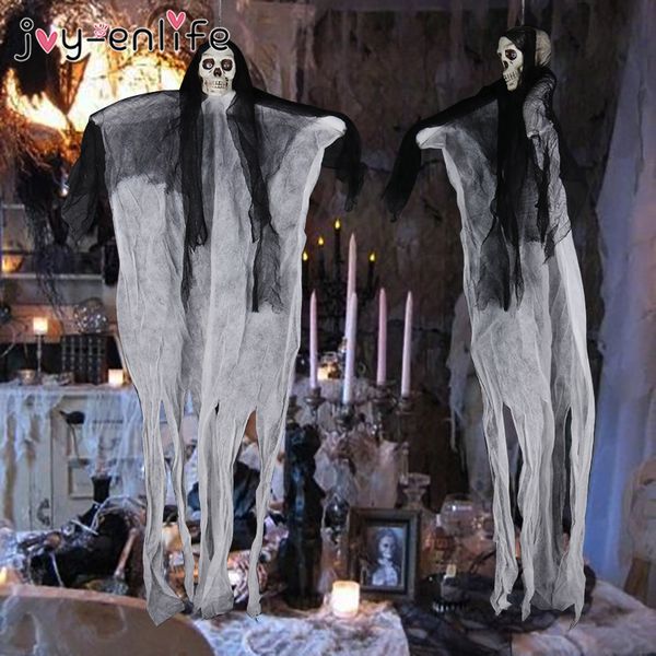 

1pcs horrible skull ghost halloween decoration for party haunted house props hanging grim reaper home door bar decor