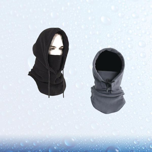 

2 pcs fleece hat warm anti-cold face mask headgear neck warmer for hiking1, Black