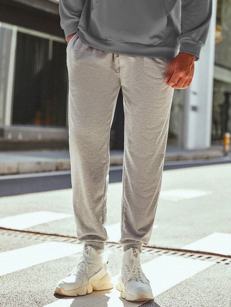 

extended sizes men slant pockets drawstring waist sweatpants w4x2#, Black