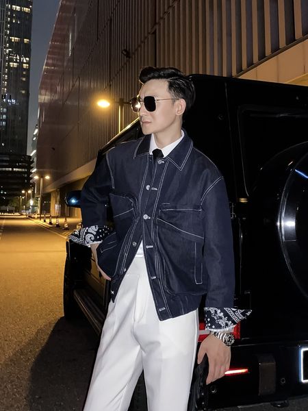 

ethan young man's autumn denim jacket