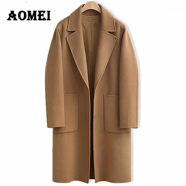 

women casual fashion wool coats oversize winter fashion wear to work office lady woolen blend outwear clothing overcoat cape1, Black