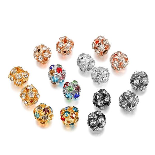 

30pcs/lot copper plated glass rhinestone ball bead imitate crystal round spacer loose beads for bracelet jewelry making bbyyas