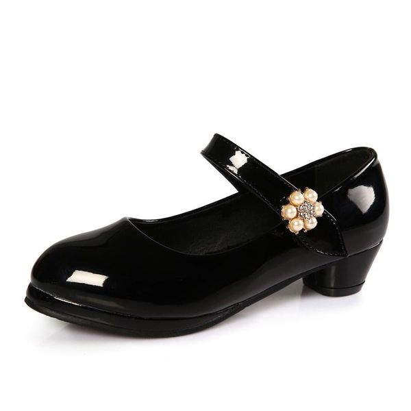 

flat shoes princess girls high heels kids for dress little heel spring autumn party wedding children sandal, Black;grey
