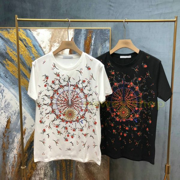 

2021 new summer europe designer brand mens flowers letter t shirt t shirts fashion t shirt women casual tee, White;black