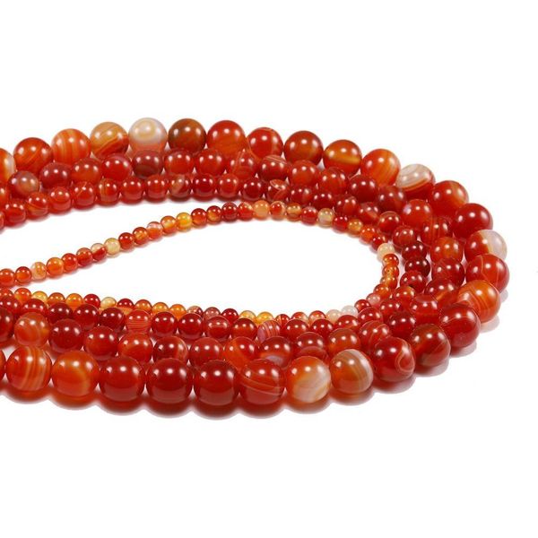 

red beads round carnelian natural banded agat natural stone charm beads for jewelry making diy bracelet necklace 4 6 8 10 h bbyjsq