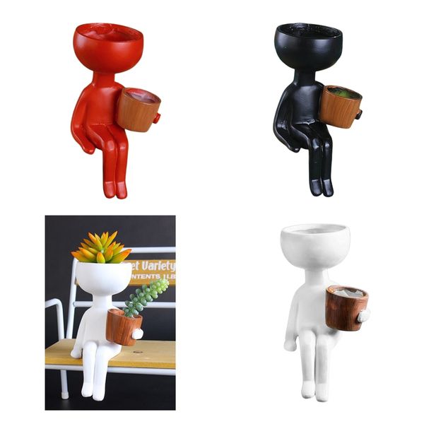 

3 pack human portrait sculpture flower pot vase succulent cactus planters